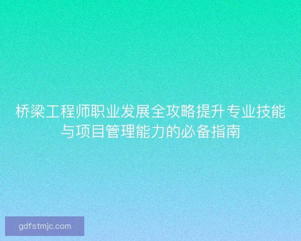 桥梁工程师职业发展全攻略提升专业技能与项目管理能力的必备指南