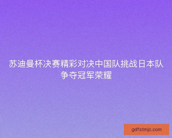 苏迪曼杯决赛精彩对决中国队挑战日本队争夺冠军荣耀