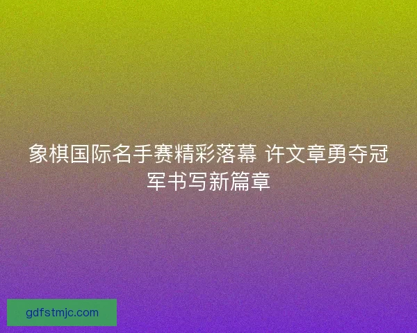 象棋国际名手赛精彩落幕 许文章勇夺冠军书写新篇章