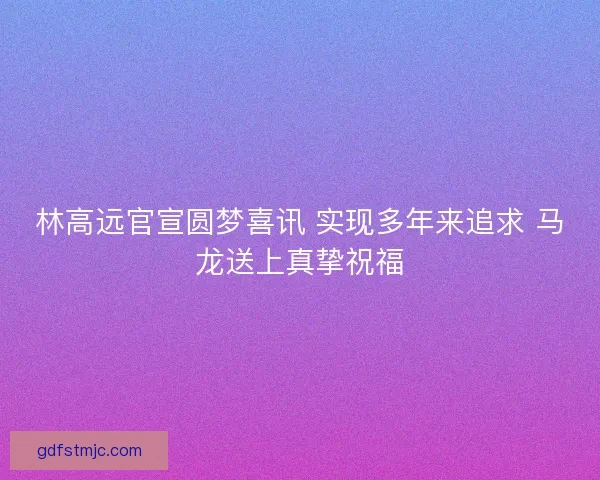 林高远官宣圆梦喜讯 实现多年来追求 马龙送上真挚祝福