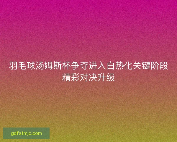 羽毛球汤姆斯杯争夺进入白热化关键阶段精彩对决升级