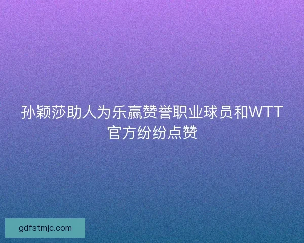孙颖莎助人为乐赢赞誉职业球员和WTT官方纷纷点赞