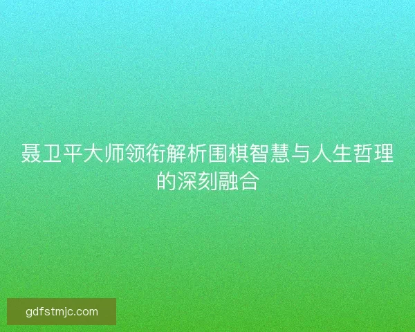 聂卫平大师领衔解析围棋智慧与人生哲理的深刻融合