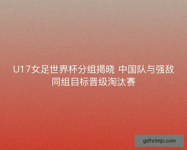 U17女足世界杯分组揭晓 中国队与强敌同组目标晋级淘汰赛